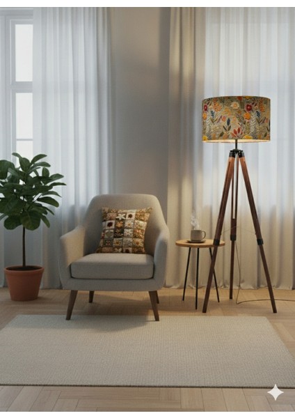 Sonbahar Çiçekleri Desenli Lambader Başlığı ( Sadece Başlık ) fiyatları