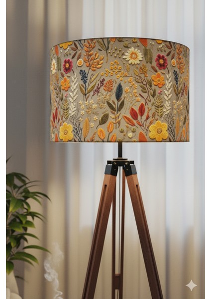 Sonbahar Çiçekleri Desenli Lambader Başlığı ( Sadece Başlık ) indirimleri