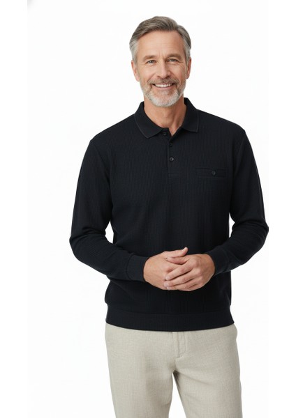 Erkek Kışlık Polo Yaka Kazak Pamuklu Örme Klasik Pıtırcık Selanik Düğmeli Fleto Cepli Rahat modelleri