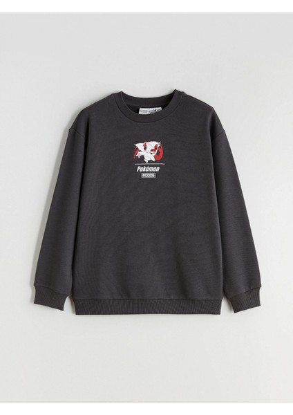 Lcw Kids Antrasit Bisiklet Yaka Pokemon Baskılı Erkek Çocuk Sweatshirt