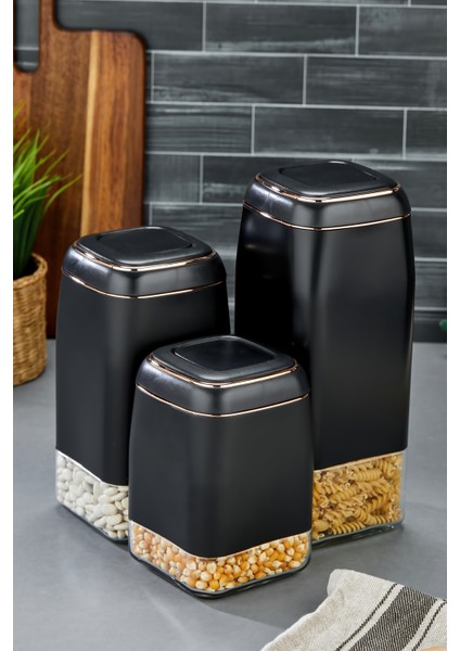 3’lü Tuşlu Vakumlu Kavanoz Seti 1800 ml – 1500 ml – 1300 ml Hava Geçirmez Saklama Kabı