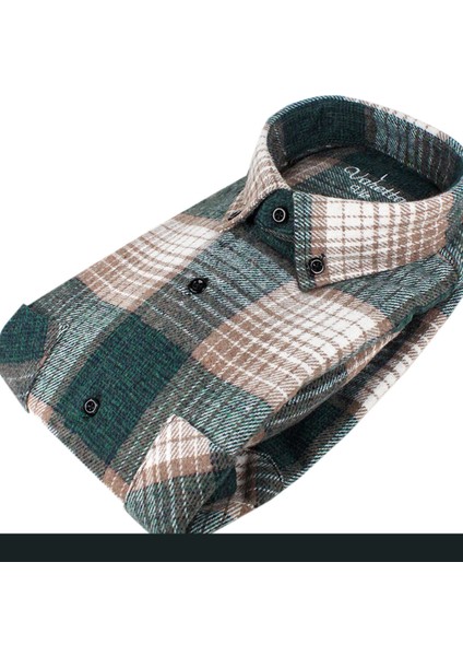 Erkek Yeşil Kalın Kışlık Kareli Oduncu Gömlek – Çift Cepli Geniş Kesim Sonbahar Kış Trend Gömlek modelleri