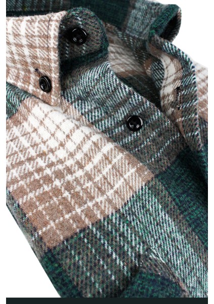 Erkek Yeşil Kalın Kışlık Kareli Oduncu Gömlek – Çift Cepli Geniş Kesim Sonbahar Kış Trend Gömlek fırsatları