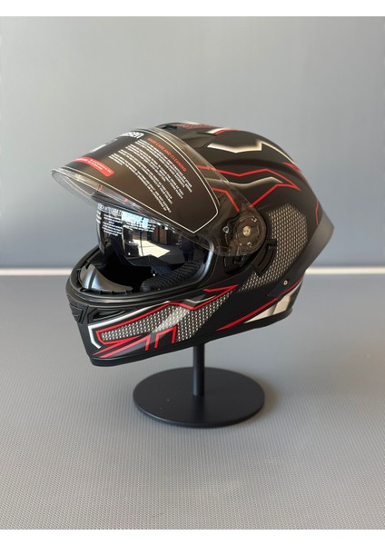 WS-602 Güneş Gözlüklü Full Face Kask (Şeffaf Vizörlü) Matt Black K1 (602)