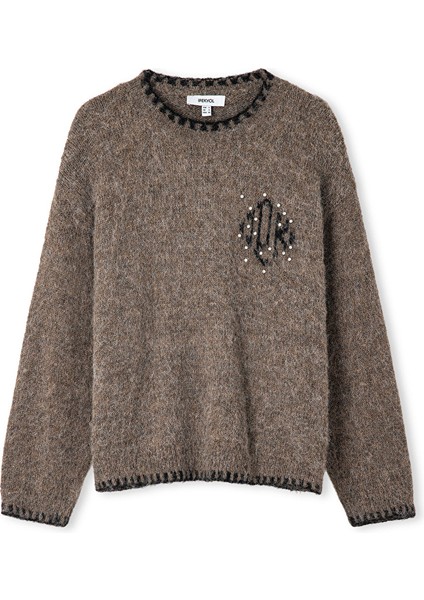 Monogram jakarlı strass taş işlemeli kazak IW6250050110074