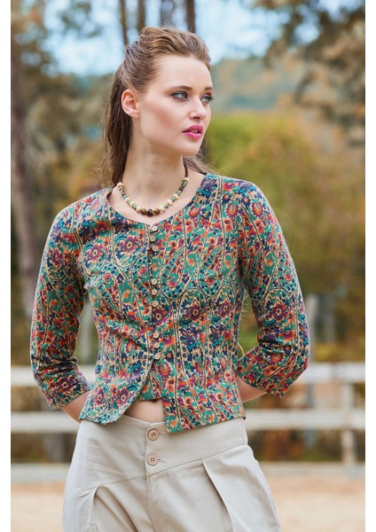 Bisiklet Yaka Yarım Kollu Düğme Detaylı Kışlık Bluz fırsatları