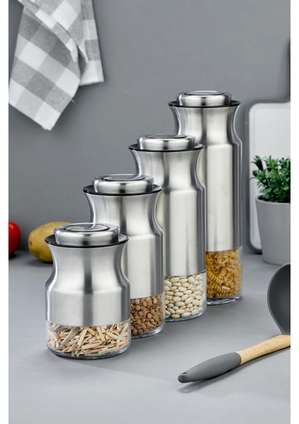 4’lü Paslanmaz Çelik Tuşlu Vakumlu Kavanoz Seti 1800-1500-1300-1000 ml Hava Geçirmez fiyatları