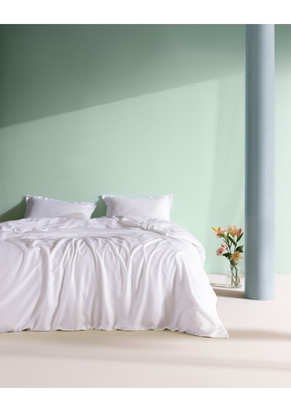 Madame Coco Crep Tek Kişilik %100 Pamuk Düz Nevresim Takımı - Beyaz