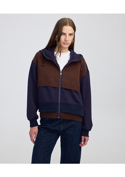 Triko mix kapüşonlu sweatshirt IW6250091047015