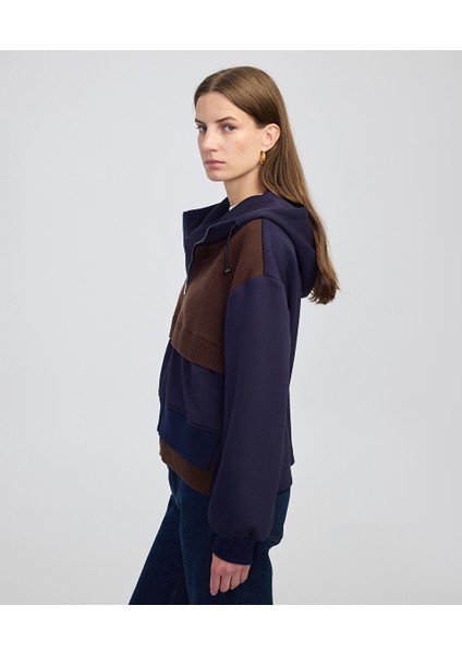 Triko mix kapüşonlu sweatshirt IW6250091047015 fırsatları