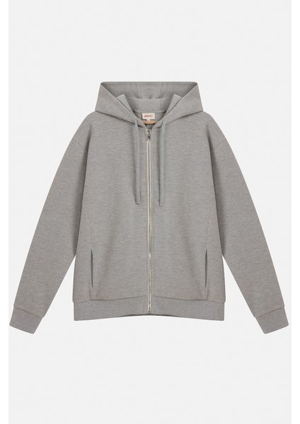 Urbanwild Hoodie Fermuarlı Gri Melanj