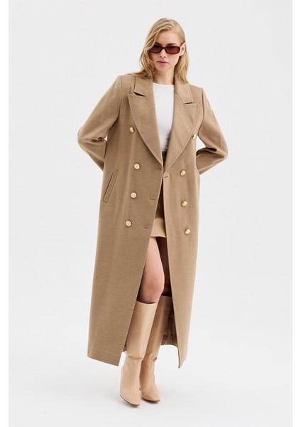 Kadın Kruvaze Kapama Kuşak Detaylı Kaşe Kaban fiyatları