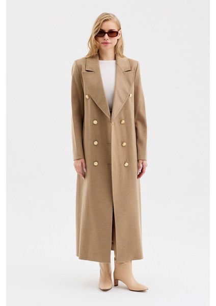 Kadın Kruvaze Kapama Kuşak Detaylı Kaşe Kaban modelleri