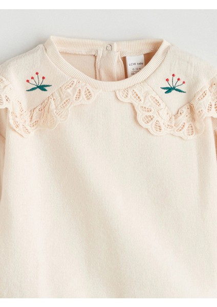 Lcw Baby Bej Bebe Yaka Kız Bebek Sweatshirt ve Tayt Pantolon modelleri