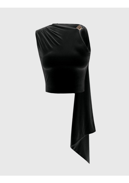 Saras Siyah Kadın Bluz