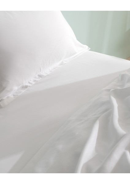 Madame Coco Crep Tek Kişilik %100 Pamuk Düz Nevresim Takımı - Beyaz indirimleri