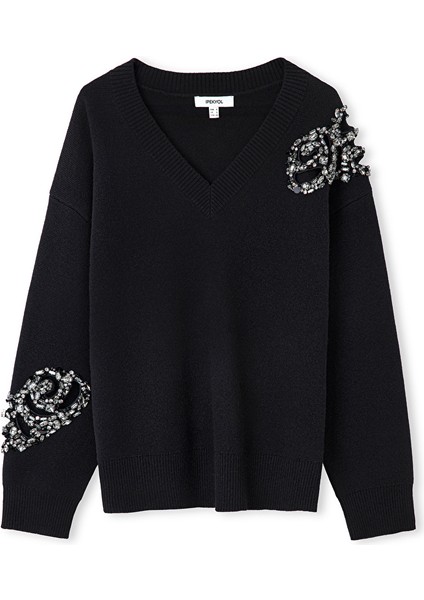 Strass taş ve payet aplikeli triko IW6250050399001