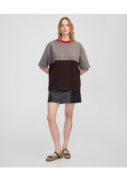 Kontrast yaka colorblock sweatshirt IW6250091061074 fırsatları