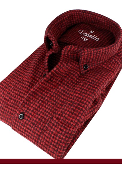Erkek Koyu Kırmızı Oduncu Gömlek – Kışlık Kalın Kareli Cepli Geniş Kesim Trend Gömlek Model fiyatları