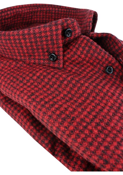 Erkek Koyu Kırmızı Oduncu Gömlek – Kışlık Kalın Kareli Cepli Geniş Kesim Trend Gömlek Model modelleri