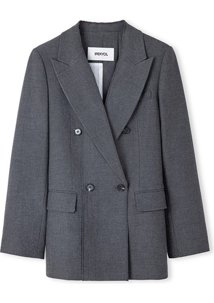 Triko Şeritli Raw Edge Blazer IW6250106025088 indirimleri