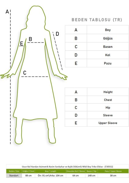 Uzun Kol Handan Asimetrik Kesim Sonbahar ve Kışlık Dökümlü Midi Boy Triko Elbise Bordo Brd