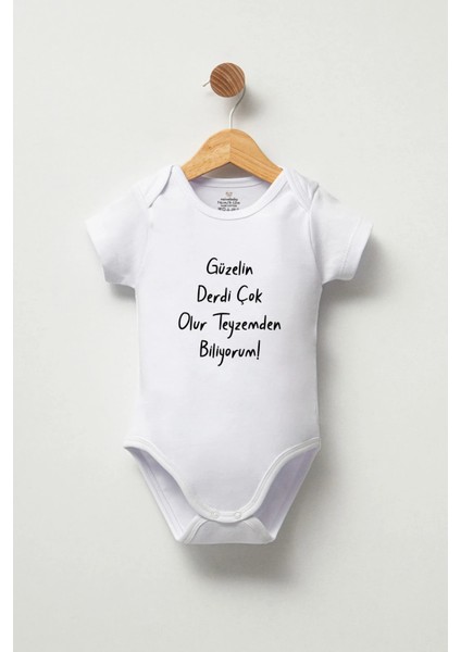 Güzelin Derdi Çok Olur Teyzemden Biliyorum Yazılı Bebek Zıbını