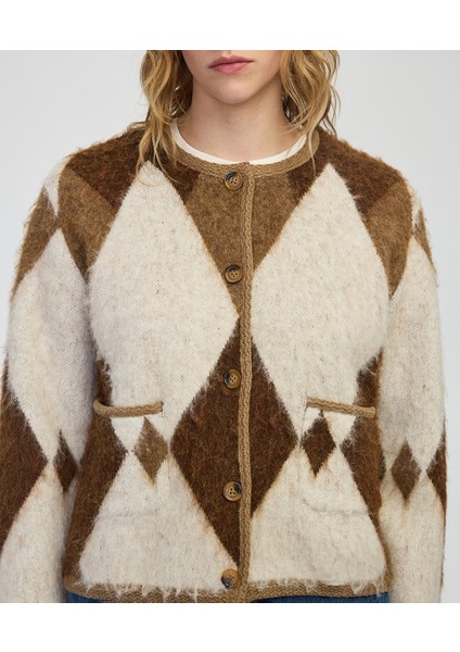 Baklava desen kontrast biyeli triko IW6250050112074 fırsatları