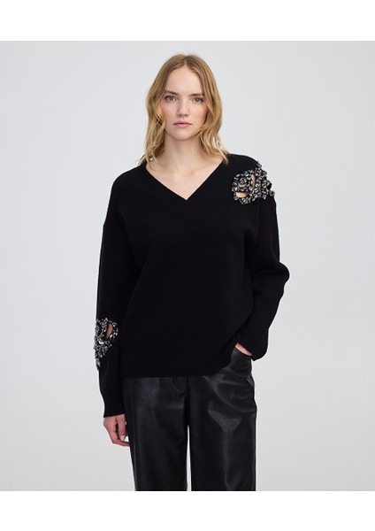 Strass taş ve payet aplikeli triko IW6250050399001 fiyatları