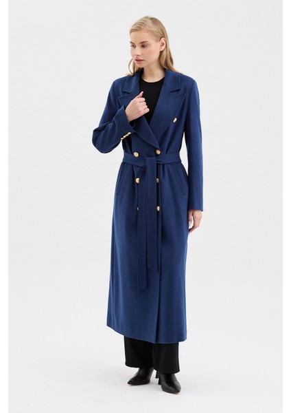 Kadın Kruvaze Kapama Kuşak Detaylı Kaşe Kaban modelleri