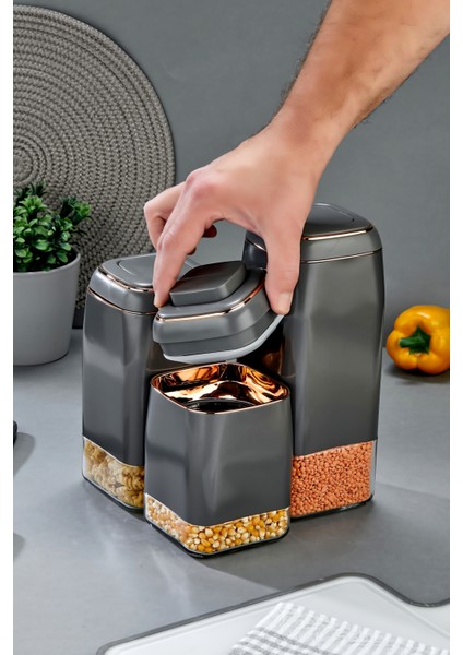 3’lü Tuşlu Vakumlu Kavanoz Seti 1800 ml – 1500 ml – 1300 ml Hava Geçirmez Saklama Kabı modelleri