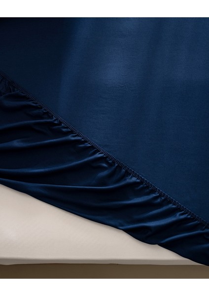 Ciel Tek Kişilik Plus %100 Pamuk Lastikli Saten Çarşaf - Lacivert fırsatları