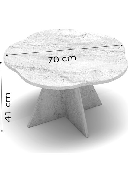 Orta Sehpa Dekoratif Yuvarlak Orta Sehpa Yan Sehpa 70 Çap Çiçek Formlu Beyaz fiyatları