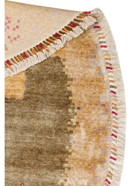 Zara Zr 07 Bej Autumn Q - Özel Tezgah - Kolay Temizlenebilir, Hav Bırakmayan Modern Uşak Halısı