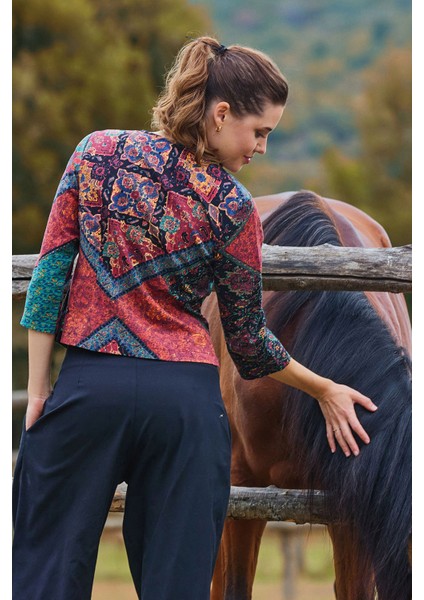 Bisiklet Yaka Yarım Kollu Düğme Detaylı Kışlık Bluz indirimleri