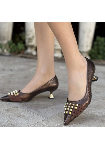 Rinda Kahverengi Rugan Topuklu Ayakkabı