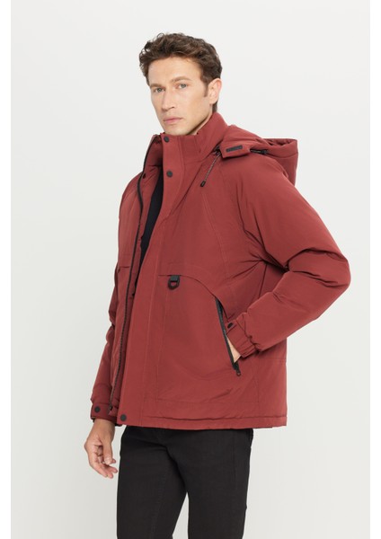 Standart Fit Normal Kesim Kapüşonlu Dik Yaka Yan Cepli Casual Mont modelleri