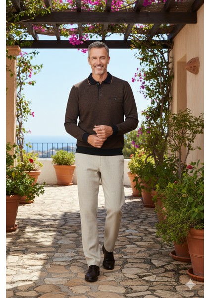 Erkek Kışlık Polo Yaka Kazak Pamuklu Örme Klasik Pıtırcık Selanik Düğmeli Fleto Cepli Rahat modelleri