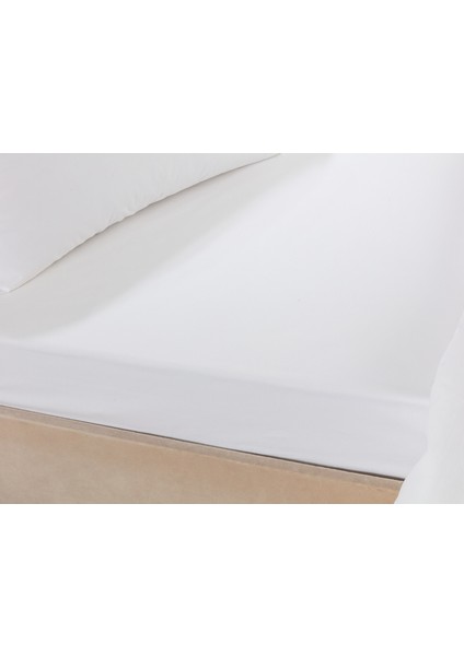 Sibyla King Size %100 Pamuk Düz Saten Çarşaf - Beyaz
