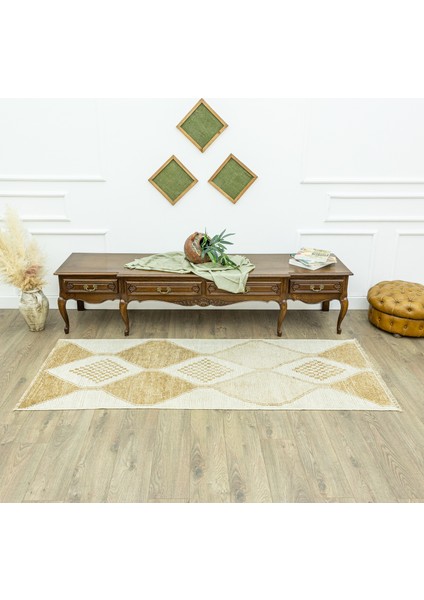 Mercan Geometrik Desenli Yün Yolluk 89X229 cm fiyatları