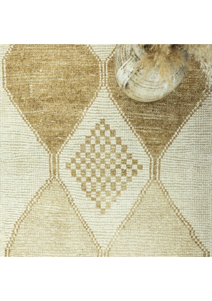 Mercan Geometrik Desenli Yün Yolluk 89X229 cm modelleri