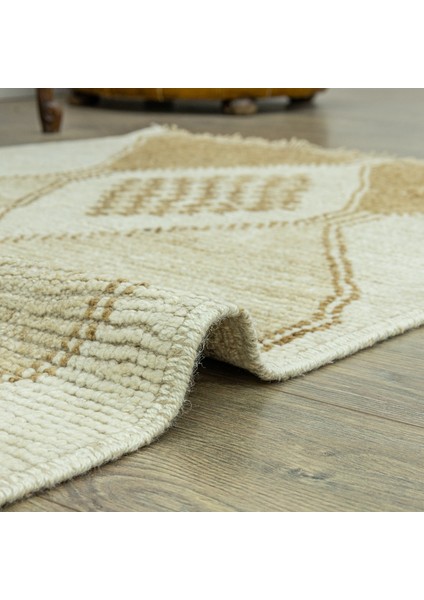 Mercan Geometrik Desenli Yün Yolluk 89X229 cm indirimleri