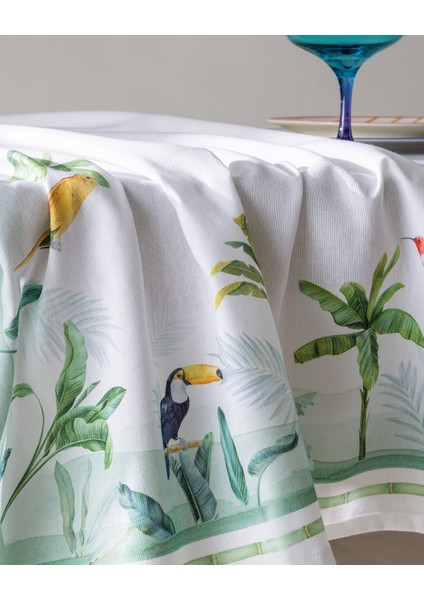 Albe Polycotton Masa Örtüsü - Yeşil/Beyaz - 150x150 cm fiyatları