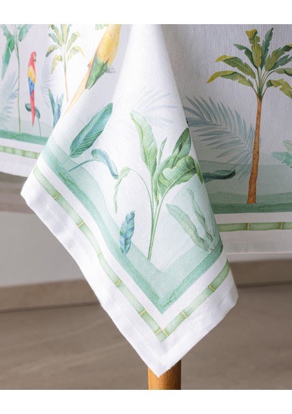 Albe Polycotton Masa Örtüsü - Yeşil/Beyaz - 150x150 cm modelleri