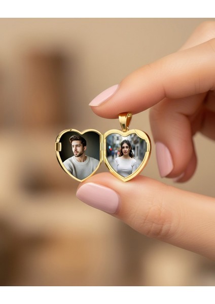 Fotoğraflı Açılabilir Kalp 14 Ayar Altın Kolye Ucu modelleri