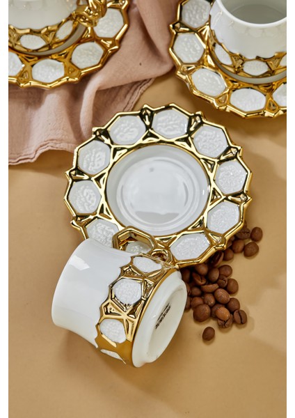 6’lı 90 ml Altın Detaylı Porselen Kahve Fincan Takımı – Şık ve Hediyelik fiyatları