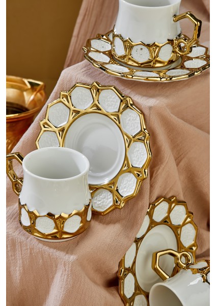 6’lı 90 ml Altın Detaylı Porselen Kahve Fincan Takımı – Şık ve Hediyelik fırsatları