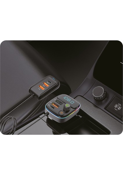 Pd 30W Şarj ve Rgb LED Işıklı Araç Modülatörü Fonksiyonel Araç Modülatör Fm Transmitter fiyatları