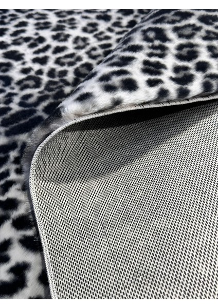 Premium Seri Gri Tavşan Tüyü Leopar Desenli Kaymaz Taban Halı Yolluk fırsatları