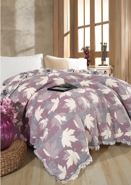 Çift Taraflı, Jakar Desenli, 5 Katlı, Dolgulu Müslin Battaniye, Yorgan, 220 x 240 cm